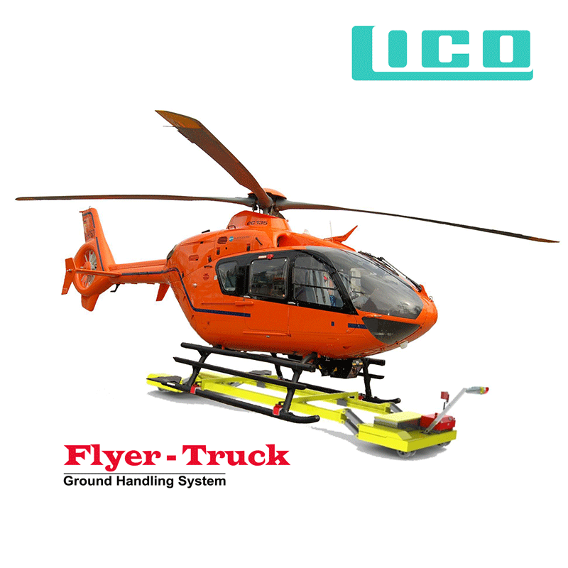 Das Bild zeigt den Heli Loader 3600 es handlet sich hierbei um einen Helilifter oder Hubschrauber Hubwagen und Transportwagen